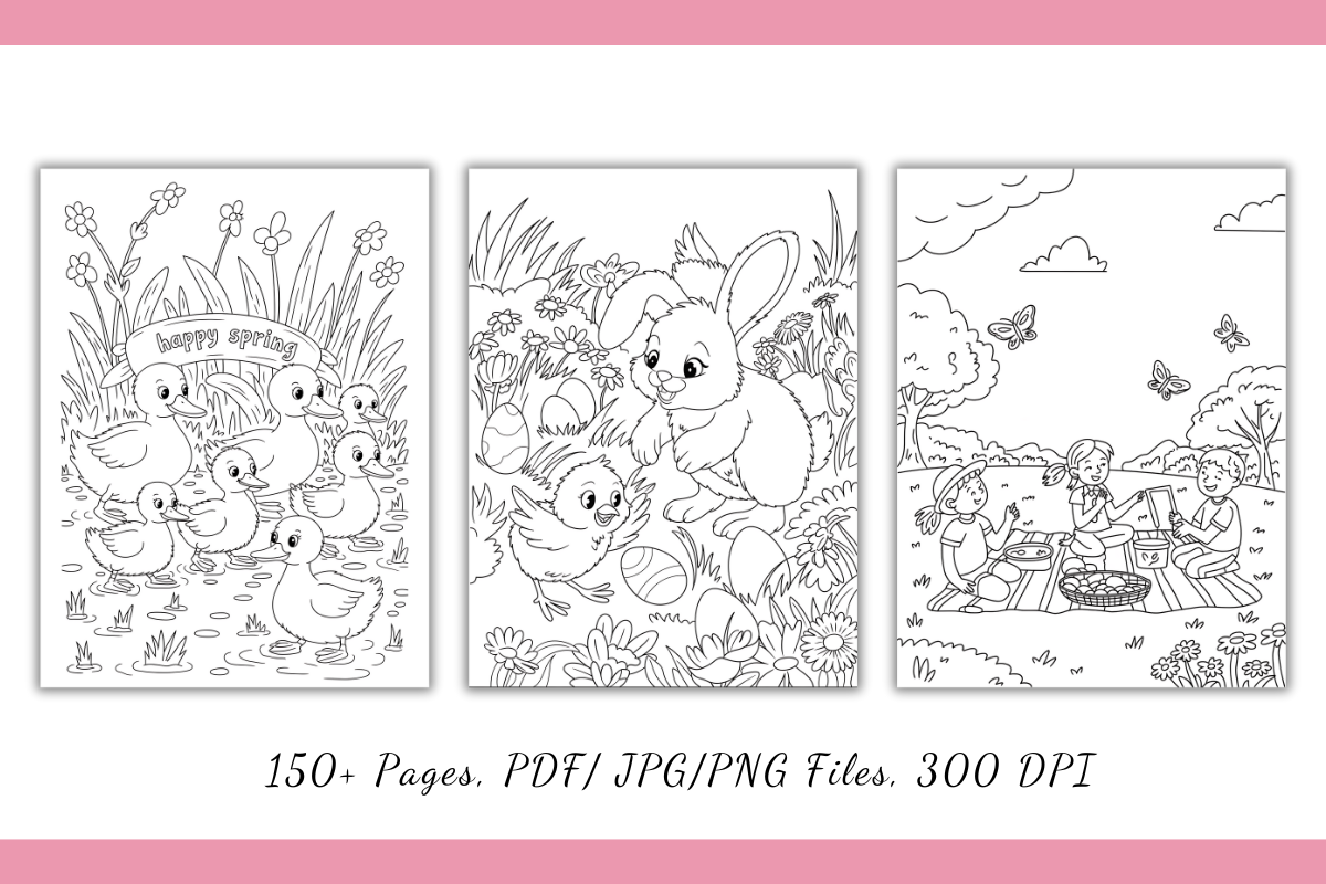 150+ Spring Coloring Pages Bundle, a Stationery Template by Daffodil Dream Studio (Photo 4 of 4)