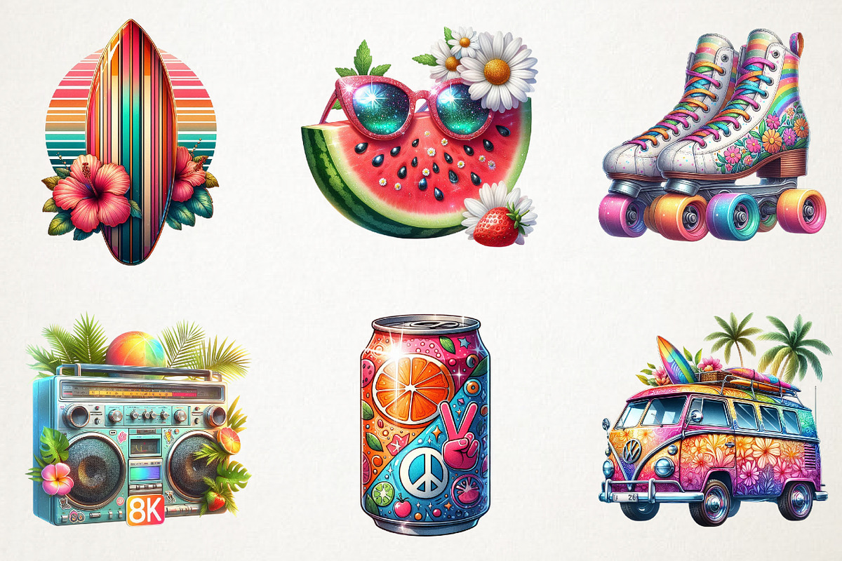 Funky Summer Clipart, an Illustration by RobertsArt (Photo 6 of 7)