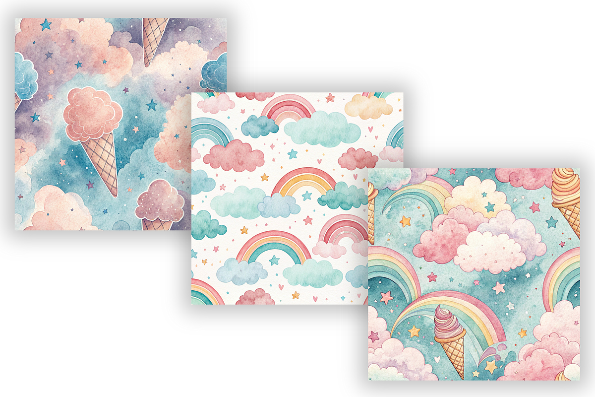 Cotton Candy Digital Paper, seamless, a Pattern Graphic by FloridPrintables (Photo 6 of 7)