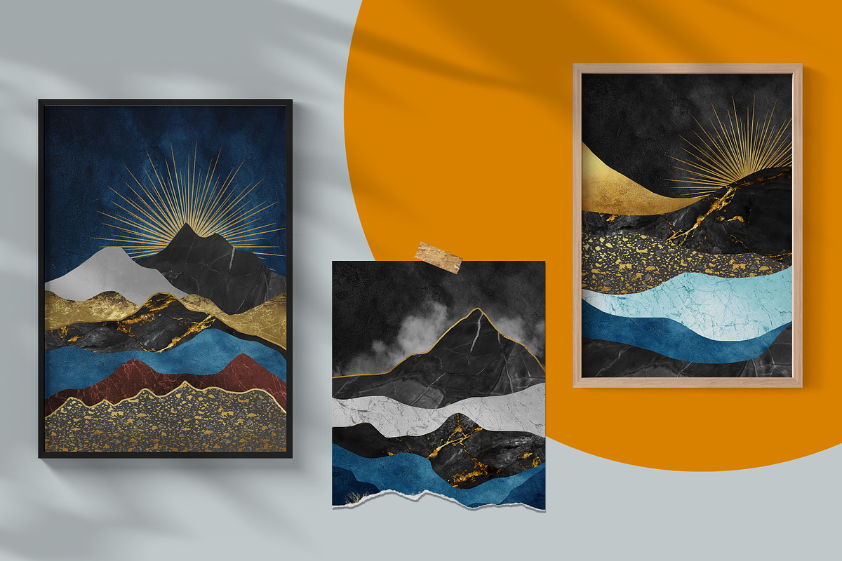 Modern golden landscape print poster, a Decorative Illustration by Muzi pear studio (Photo 2 of 10)