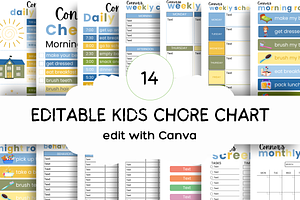 Kids Chore Chart, Canva Editable
