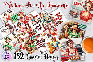 Pin Up Girl Coaster - Sarcastic, a Person Illustration by ElenazlataArt