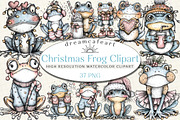 Coquette Christmas Frog Clipart, an Illustration by DreamCafeArt (Thumbnail 1 of 7)