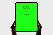 Hand Holding Tablet Screen Mockup, an iPad Mockup by graphypix (Thumbnail 1 of 4)