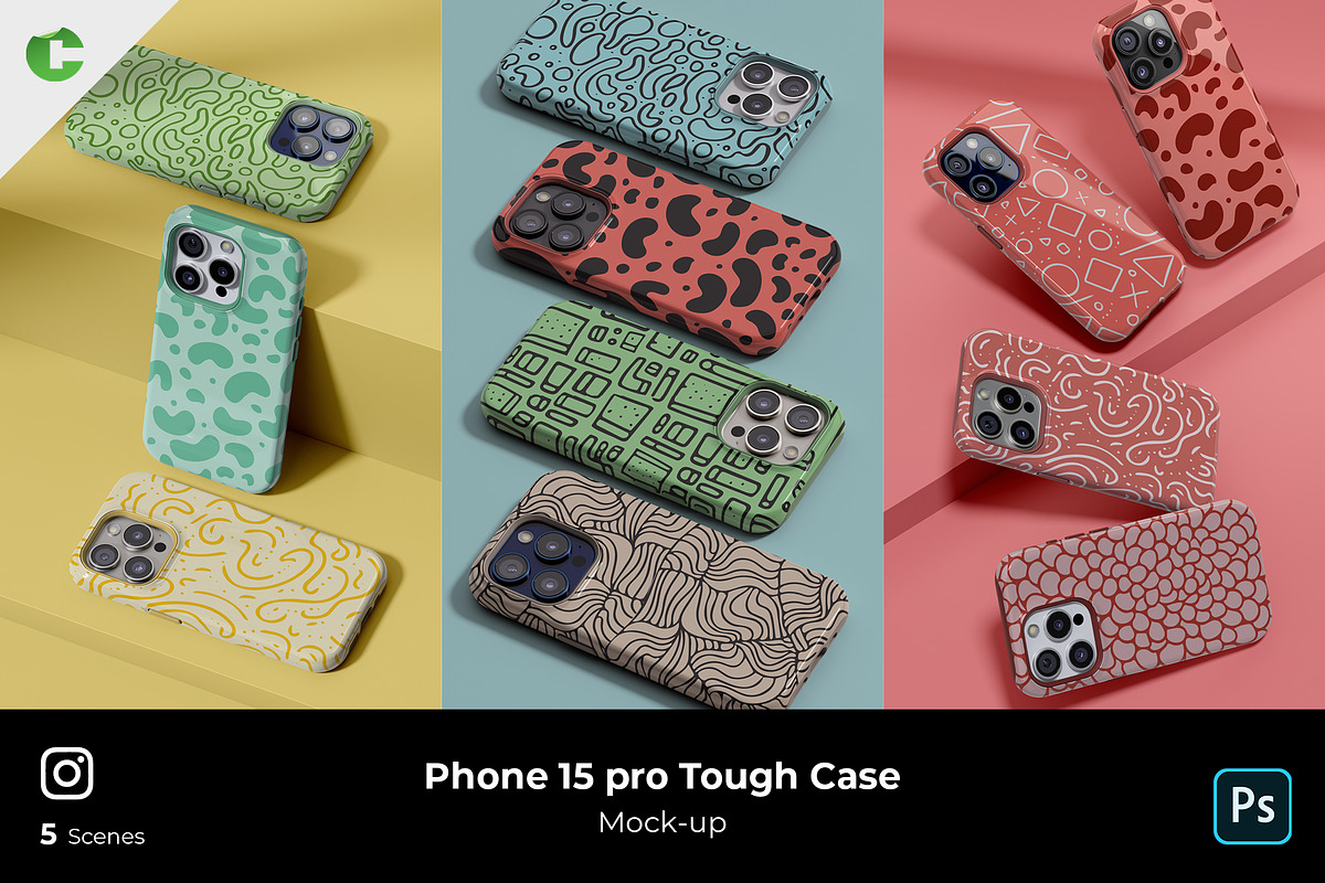 Phone 15 pro Tough Case Mock-up, an iPhone Mockup by Colatudo Store (Photo 1 of 6)