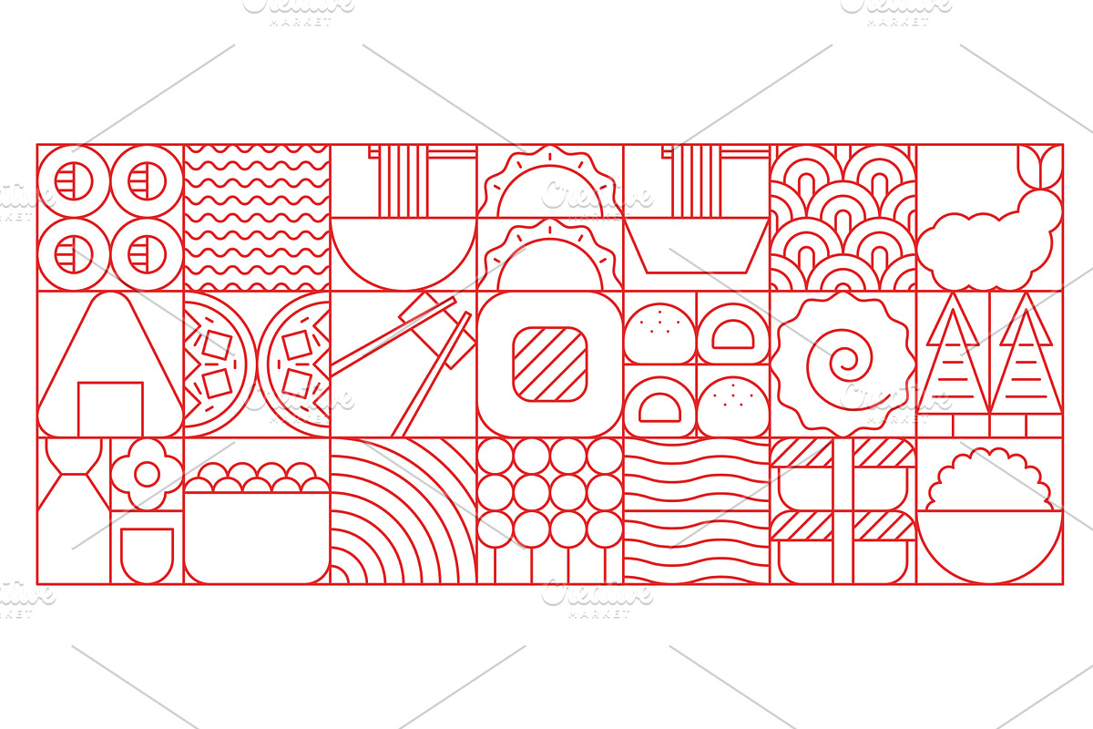 Japanese cuisine food, a Food Illustration by Vector Tradition