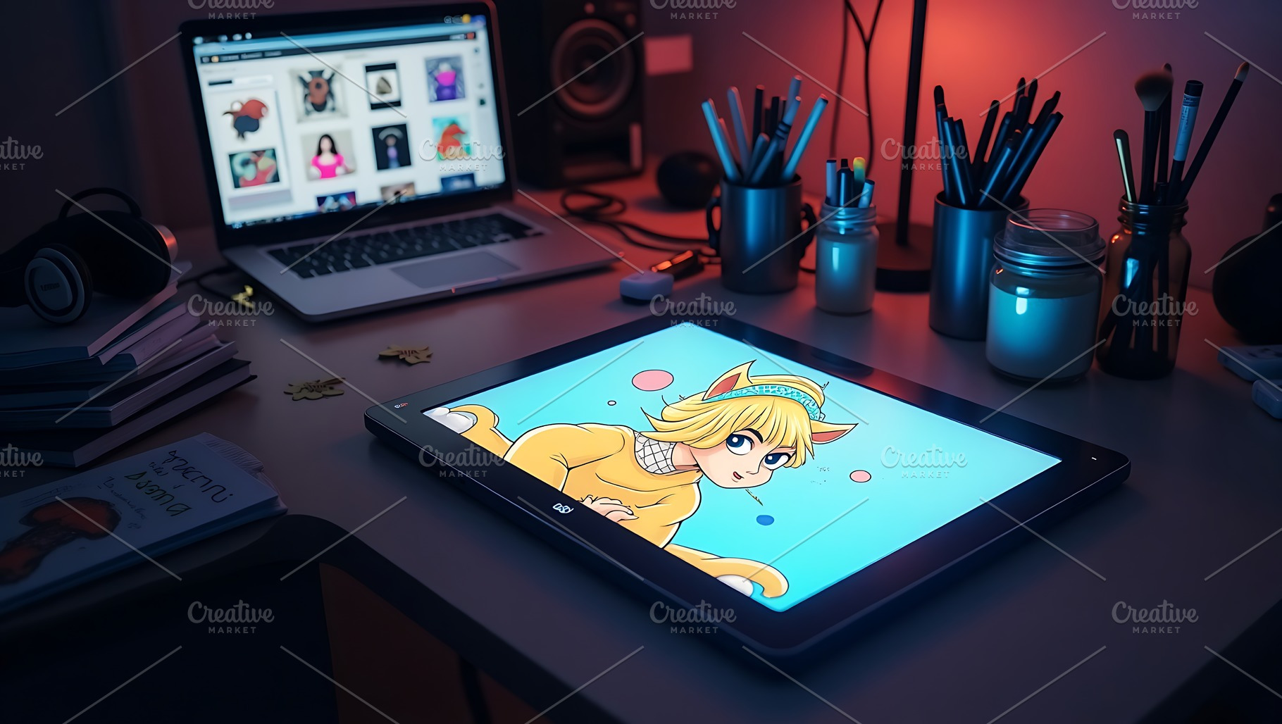 Digital Artist Desk with Anime Tab, an Arts & Entertainment Photo by Artonix