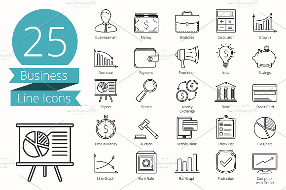25 Business Line Icons