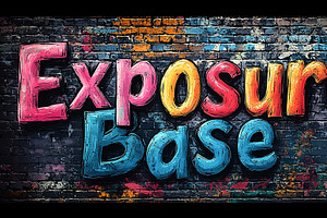 Colorful Graffiti Lettering Of Exposure Base On Brick Wall Art