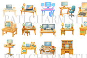 16 Computer Desk Clipart, a Decorative Illustration by Pati Charm Studio (Thumbnail 2 of 8)