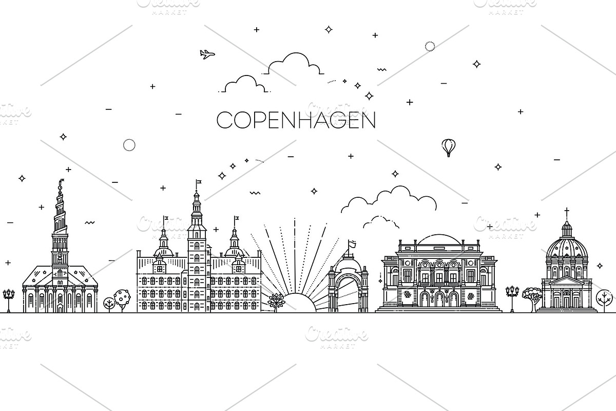 Copenhagen, Denmark Architecture, an Outline Icon by Tettygreen (Photo 1 of 2)