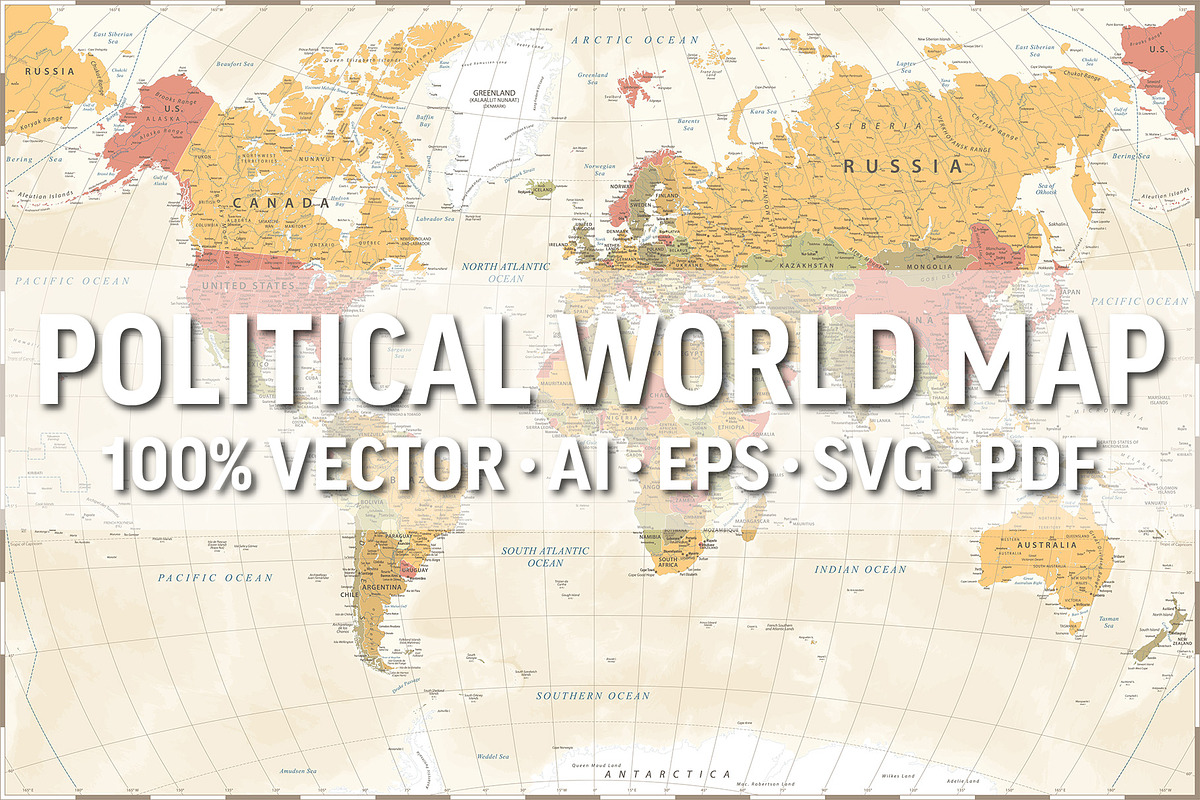 World Map Vector. Political Worldmap, an Education Illustration by PorcuPen Works (Photo 1 of 6)