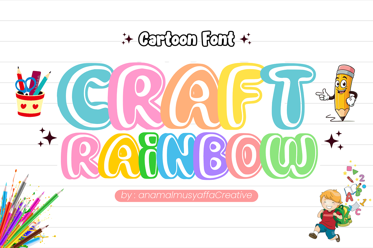 Cute Rainbow - Display Font, a Font by KiddoGlyphs Studio (Photo 3 of 5)