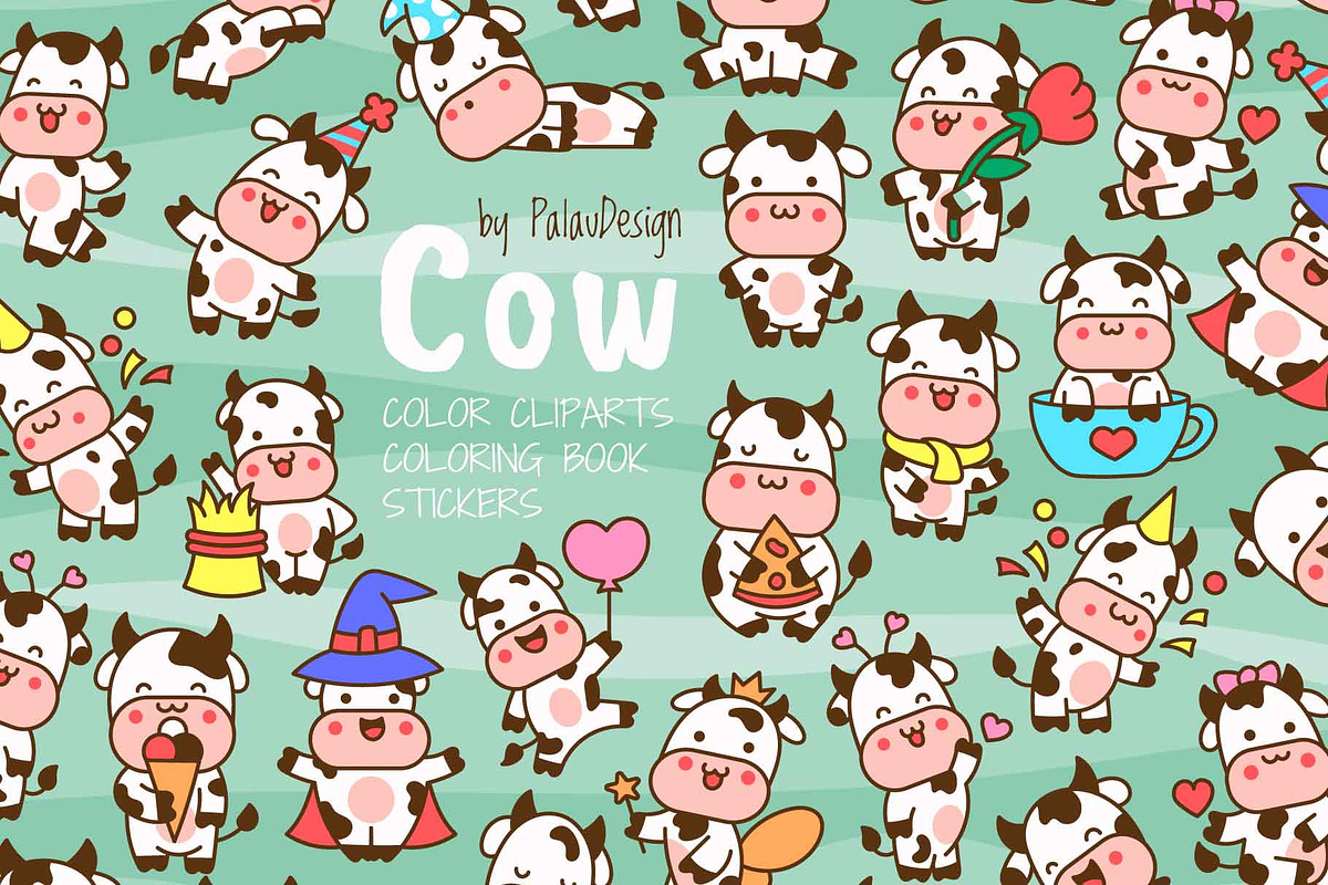 Cute Kawaii Cow Farm Animal, an Animal Illustration by Palau