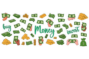 Dollar money set. Flying cash, green, a Finance Illustration by GraphiShop