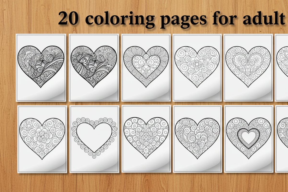 20 Adult Coloring Pages PDF Book, an Illustration by Amazin_art (Photo 2 of 5)