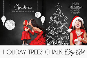 PHOTO HOLIDAY TREE CHALK CLIPART