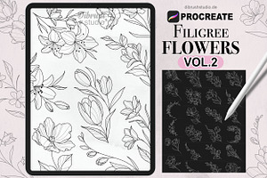 Procreate Filigree Flower Stamps