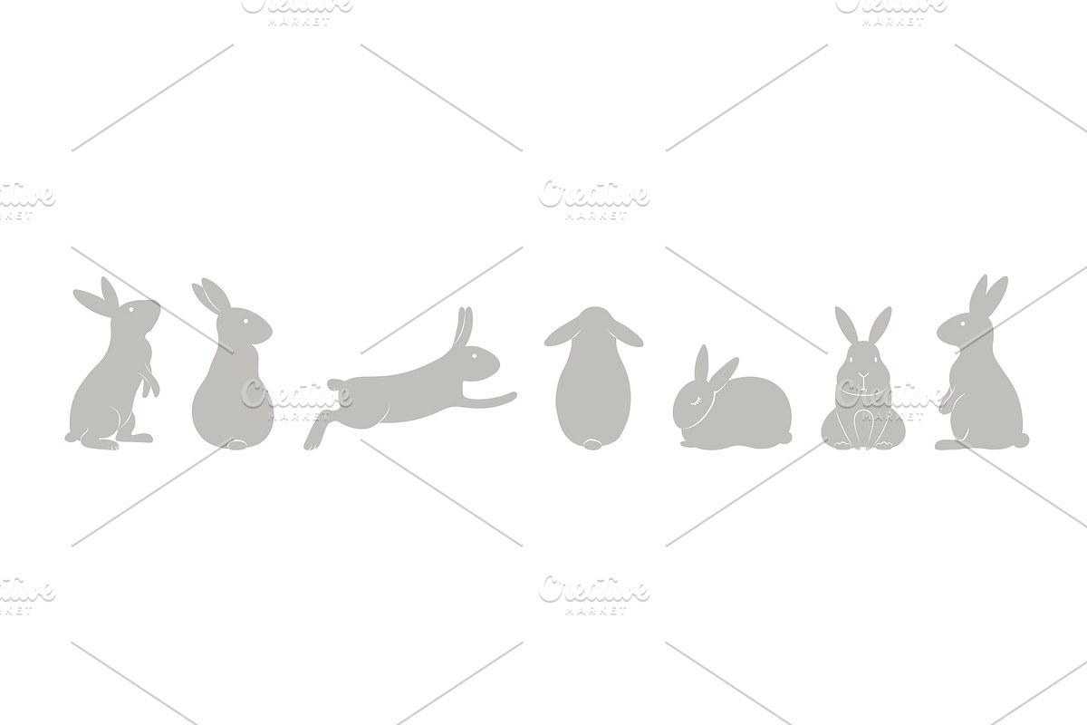 Cute Easter bunnies horizontal, an Animal Illustration by sceptical cactus