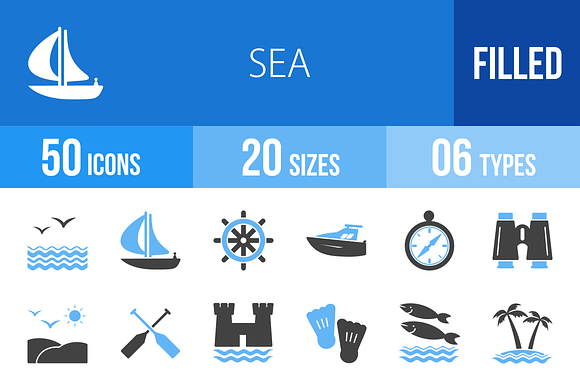 50 Sea Blue Black Icons