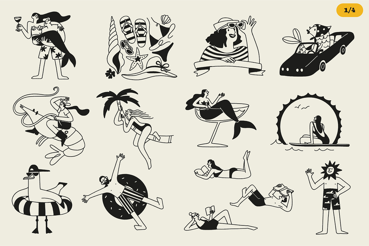 Warm Days: Summer Line Art, a Person Illustration by Olly Kava (Photo 2 of 10)