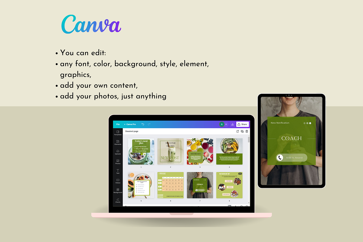 Nutrition Coach Instagram Canva Kit, a Social Media Template by Deepa Template Studio (Photo 12 of 12)