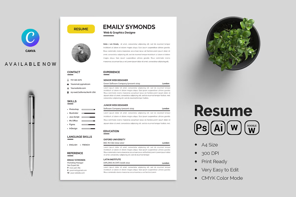 Resume with Picture, a Resume Template by Blackcloud_Creations (Photo 3 of 6)