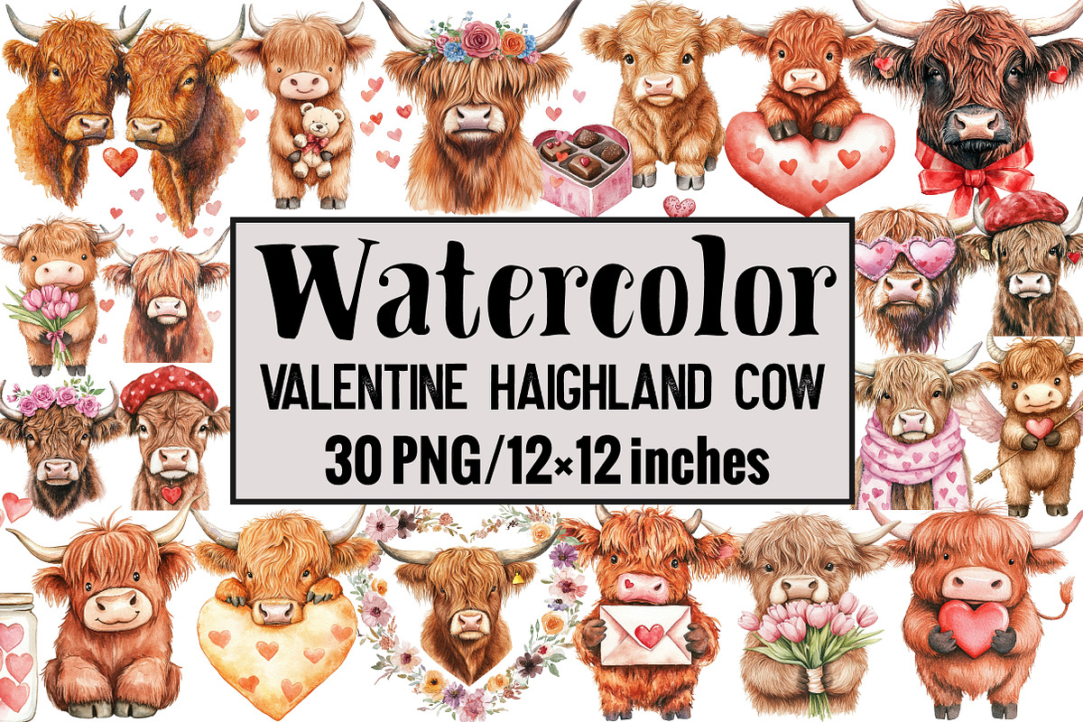 Valentine Haighland Cow, an Illustration by Design Market (Photo 1 of 3)