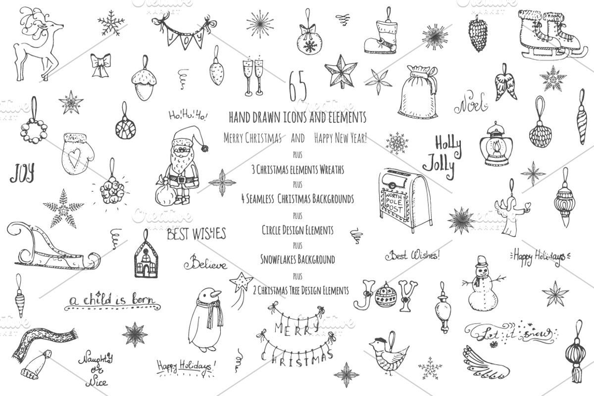 65 Christmas+New Year HandDrawn Icon