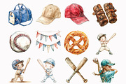 Watercolor Baseball Clipart, an Illustration by Design Market (Thumbnail 3 of 4)