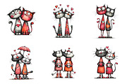 Valentine Romantic Cat Couple Clipar, an Illustration by SinaCreation (Thumbnail 5 of 11)