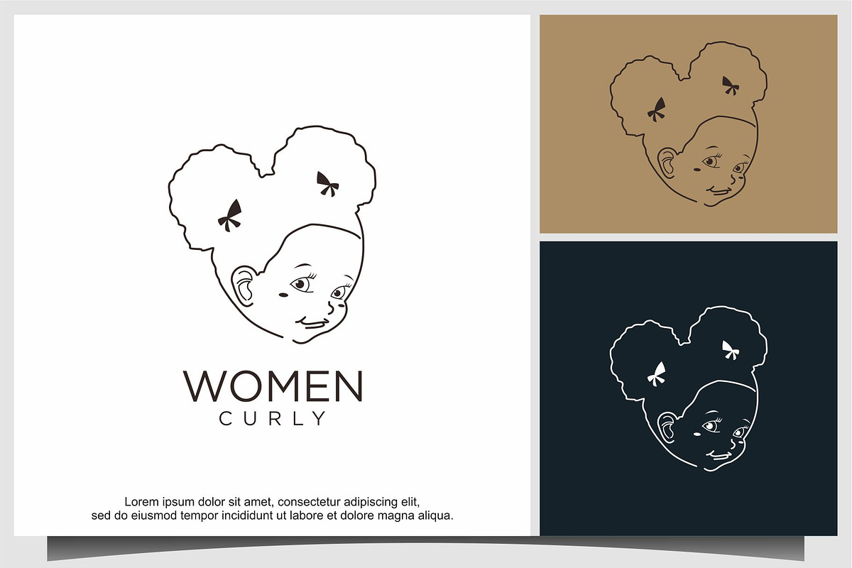 women curly logo design, a Branding & Logo Template by ebinta99