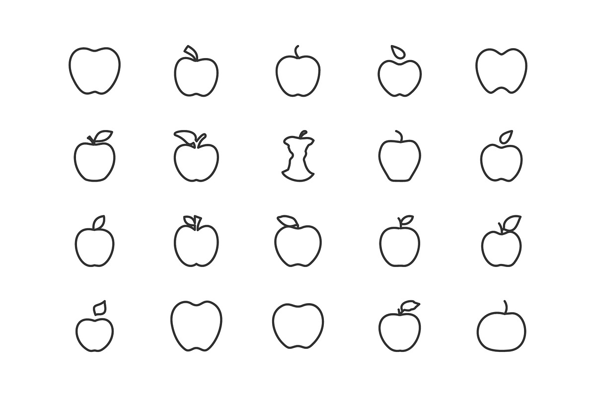 Pack Of Line Apple Icons., an Outline Icon by DStarky