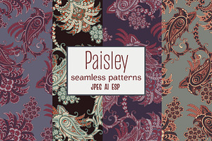Fabric seamless patterns Paisley, a Background Graphic by antalogiya