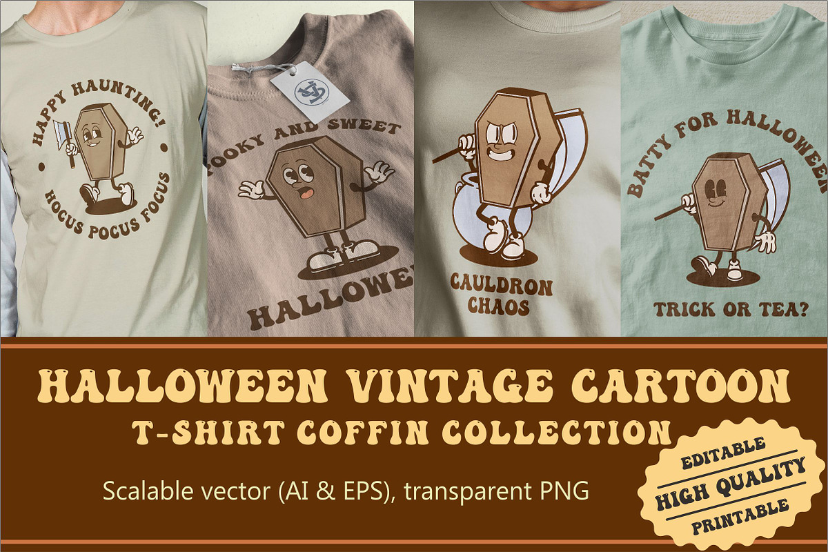 Halloween Coffin Vintage Collection, an Illustration by vectstudio (Photo 1 of 5)