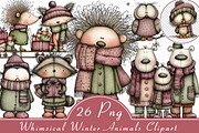 Whimsical Winter Animals Clipart, an Illustration by Libby Wishes (Thumbnail 1 of 7)