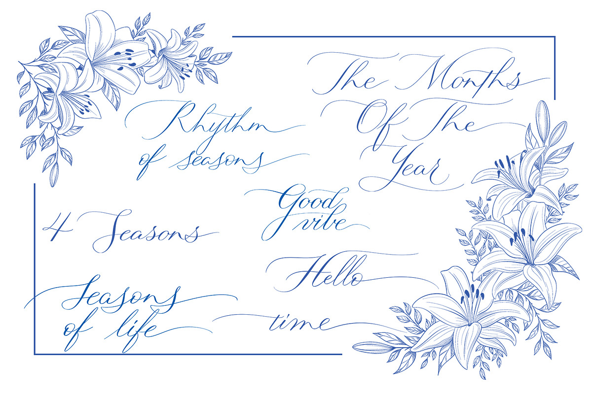 4 Seasons. Calligraphy and Frames., a Seasonal Illustration by Line and Bloom (Photo 10 of 13)