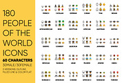 180 People of the world ICONS, an Outline Icon by beguima (Thumbnail 1 of 9)