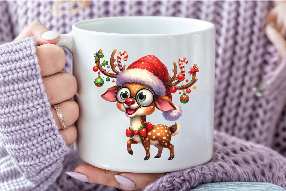 Funny Reindeer Christmas Clipart, an Illustration by Libby Wishes (Photo 6 of 6)