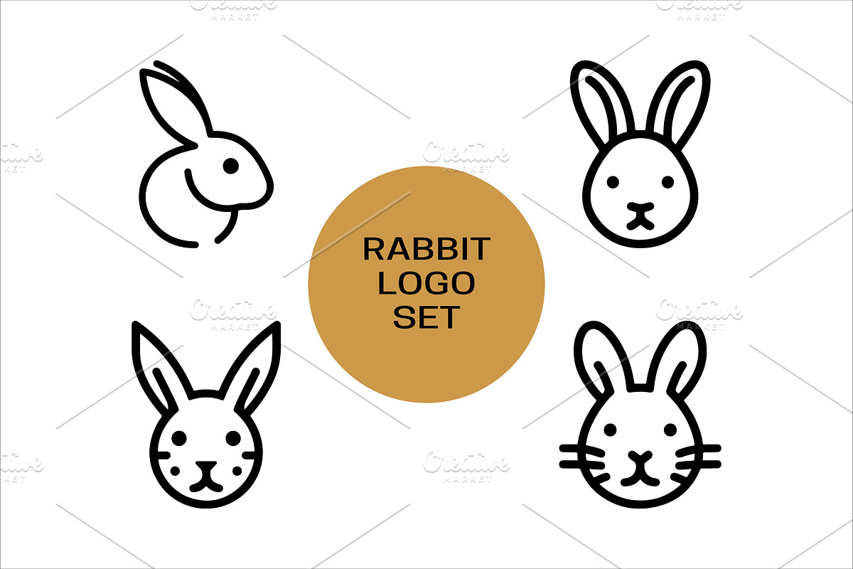 Set of Rabbit Line Art Logo, a Branding & Logo Template by Vectorium Studio