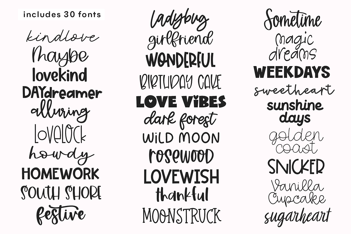 Cute Font Bundle | 30 Fonts, a Handwritten Font by KA Designs (Photo 2 of 16)