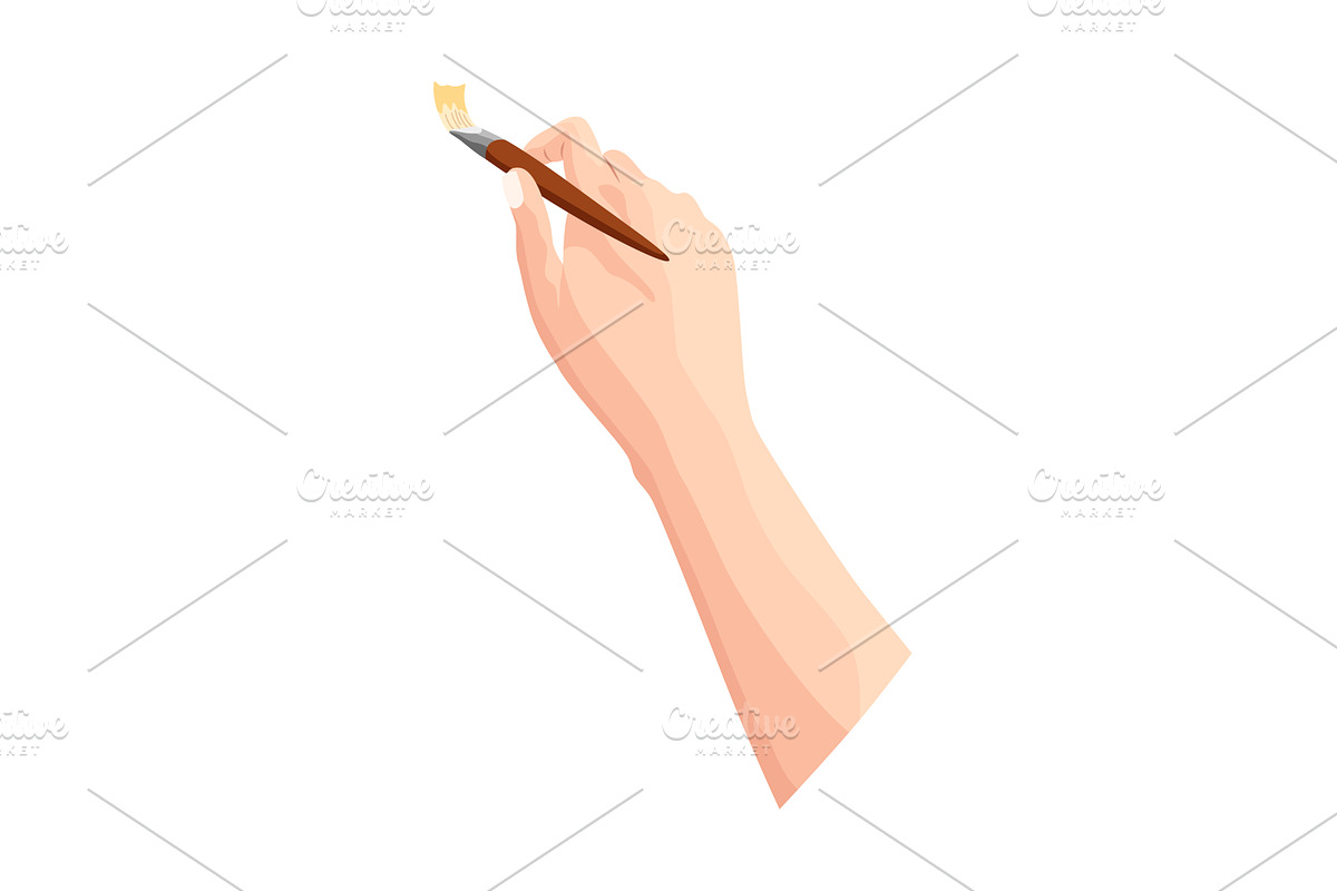 Hand holding paintbrush. Brush, an Object Illustration by Things for designers
