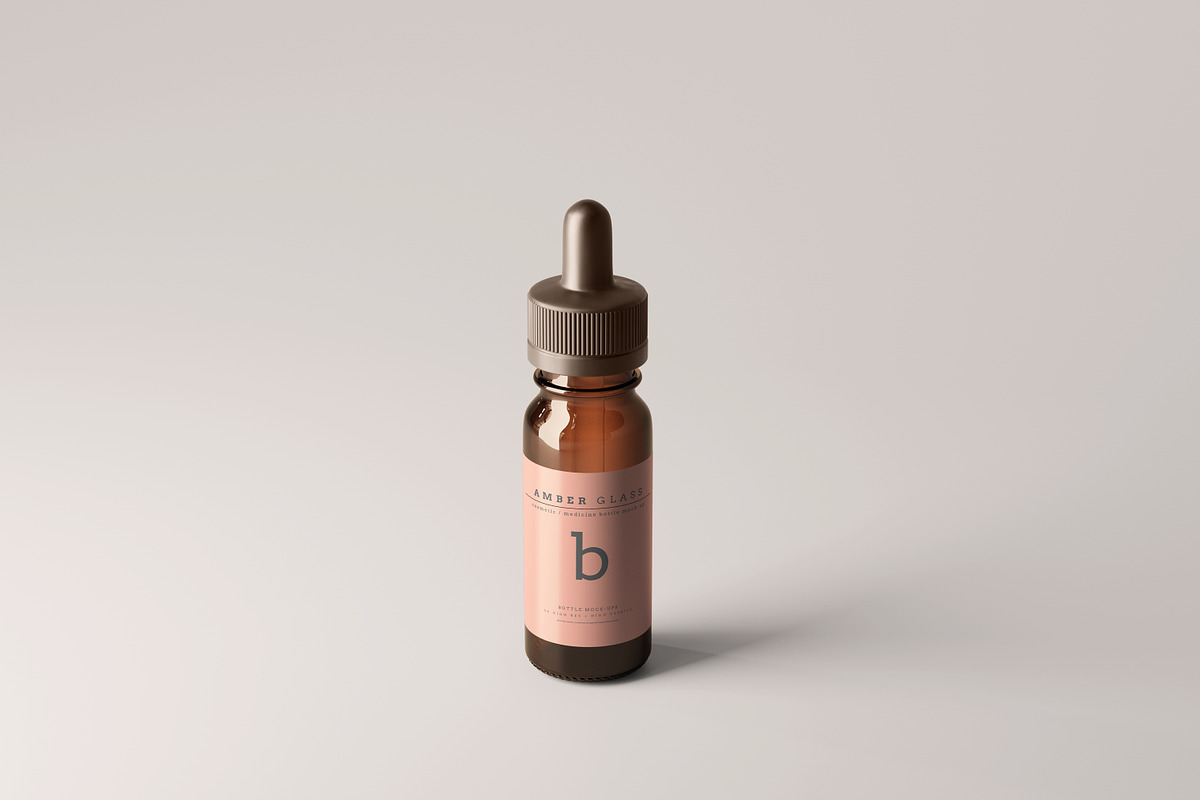 Amber Glass Dropper Bottle Mockups, a Cups & Container Mockup by pmvch (Photo 5 of 20)