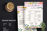 Floral Resume Template/CV template N, a Templates & Theme by Showy68 Template (Thumbnail 1 of 5)
