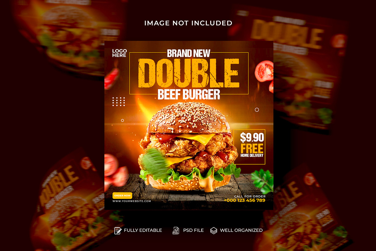 Food Social Media Post Design Bundle, a Social Media Template by Design Fly (Photo 11 of 16)
