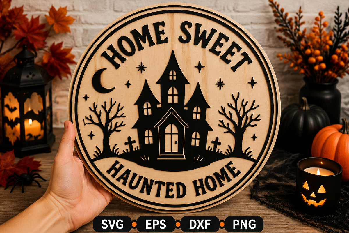 Home Sweet Haunted Round SVG, an Object Graphic by Layerology (Photo 3 of 3)