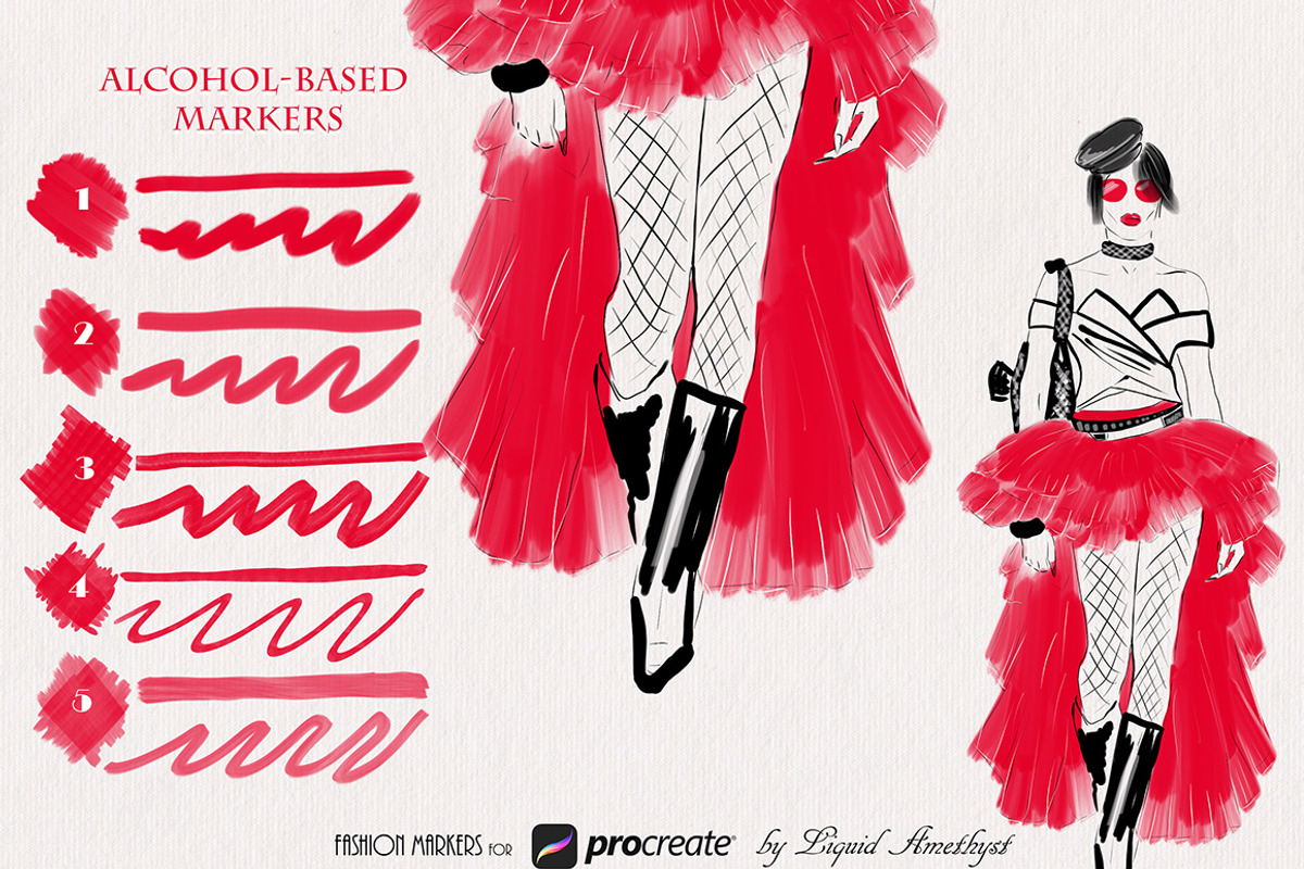 Fashion Markers Set for Procreate, a Brush Add-On by Liquid Amethyst Art (Photo 9 of 11)
