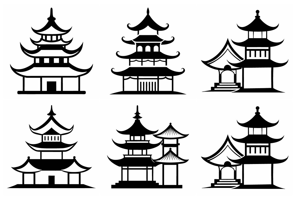 Pagoda structures representing, an Object Graphic by Billah Hub