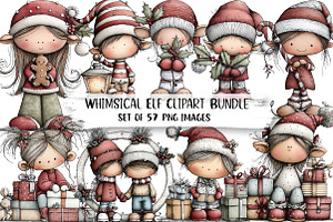 Whimsical Elf Clipart Bundle, an Illustration by DreamPrint404