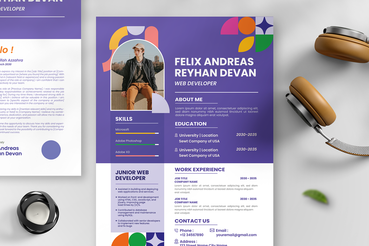 Creative Resume & Cover Letter, a Resume Template by SquidPixey (Photo 2 of 6)